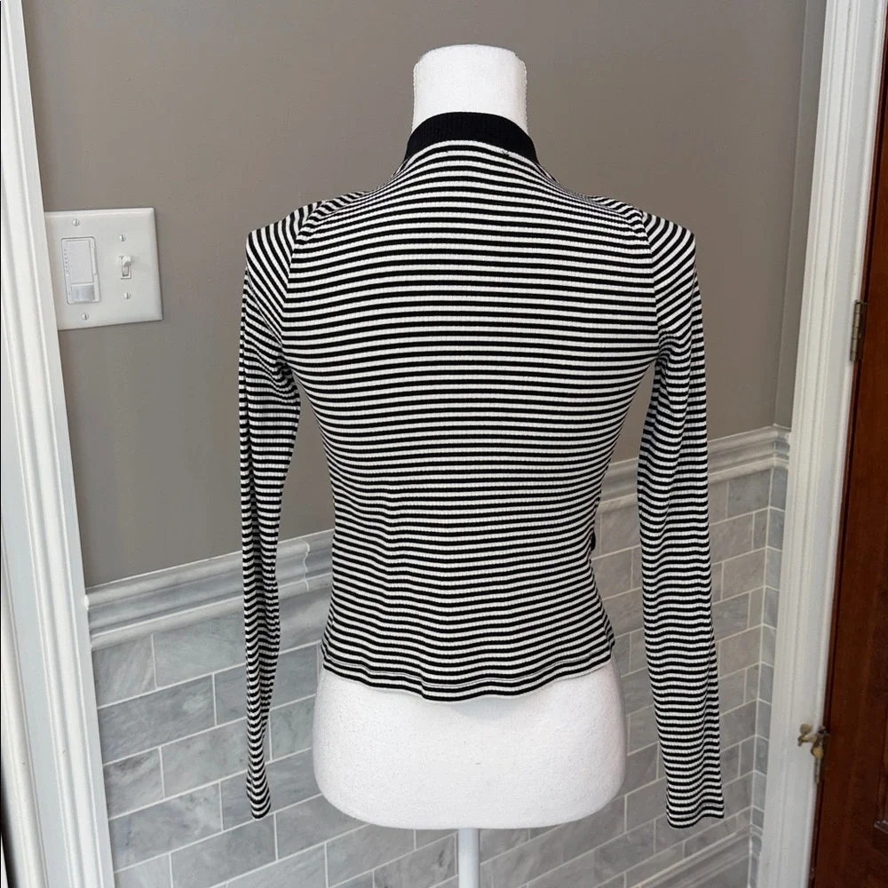 J. Crew Ribbed Striped Black and White Women's Cardigan - Picture 4 of 6